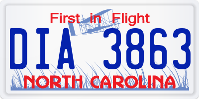 NC license plate DIA3863