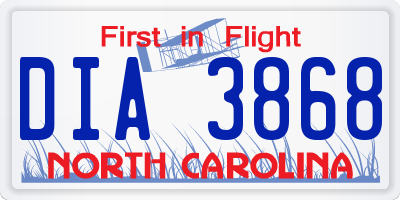 NC license plate DIA3868