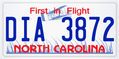 NC license plate DIA3872
