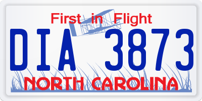 NC license plate DIA3873