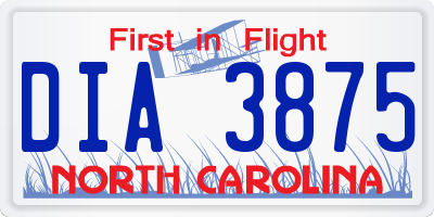 NC license plate DIA3875
