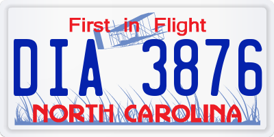 NC license plate DIA3876