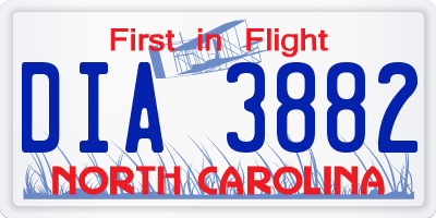 NC license plate DIA3882