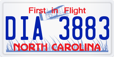 NC license plate DIA3883