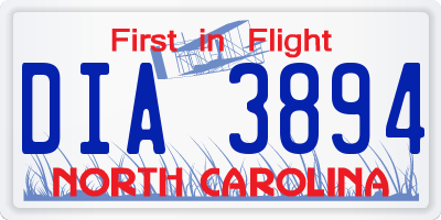 NC license plate DIA3894