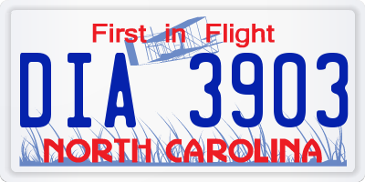 NC license plate DIA3903