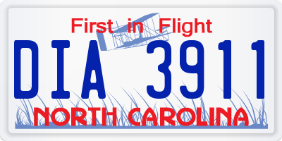 NC license plate DIA3911