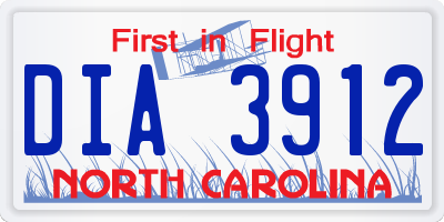 NC license plate DIA3912