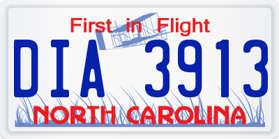 NC license plate DIA3913