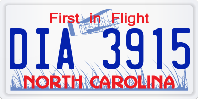 NC license plate DIA3915