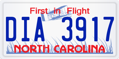 NC license plate DIA3917
