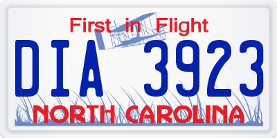 NC license plate DIA3923