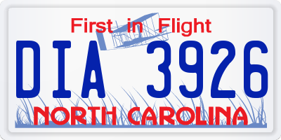 NC license plate DIA3926
