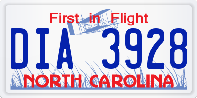 NC license plate DIA3928