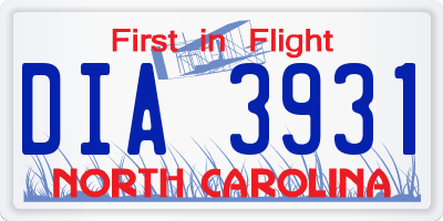 NC license plate DIA3931
