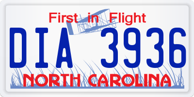 NC license plate DIA3936