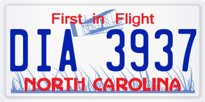 NC license plate DIA3937
