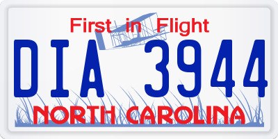 NC license plate DIA3944