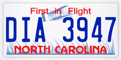 NC license plate DIA3947