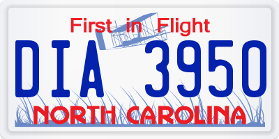NC license plate DIA3950