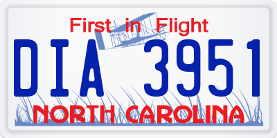 NC license plate DIA3951