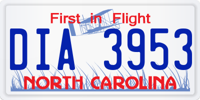 NC license plate DIA3953