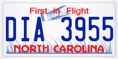 NC license plate DIA3955