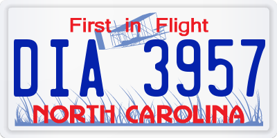 NC license plate DIA3957