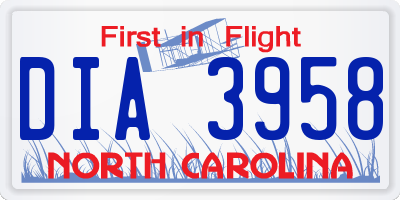 NC license plate DIA3958