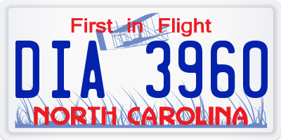 NC license plate DIA3960