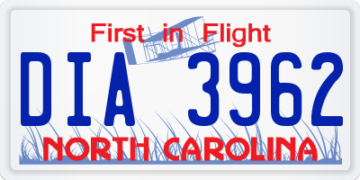 NC license plate DIA3962