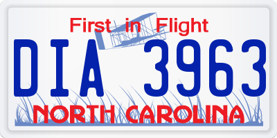 NC license plate DIA3963