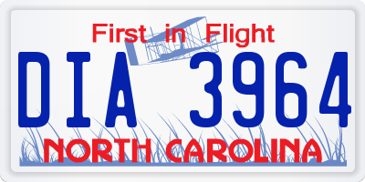 NC license plate DIA3964