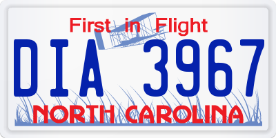 NC license plate DIA3967