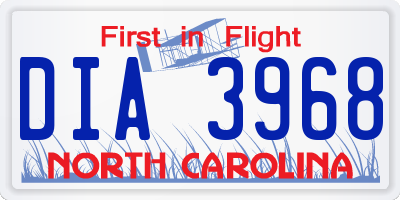 NC license plate DIA3968