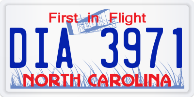 NC license plate DIA3971