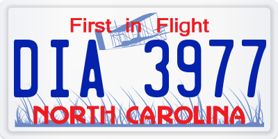 NC license plate DIA3977
