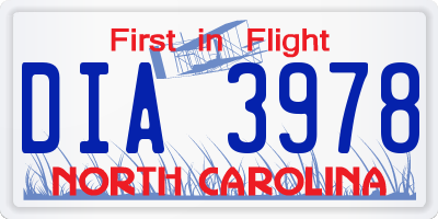 NC license plate DIA3978