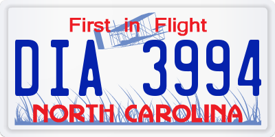 NC license plate DIA3994