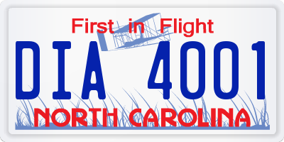 NC license plate DIA4001