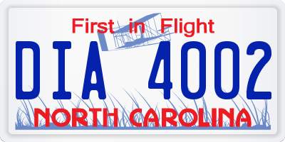NC license plate DIA4002