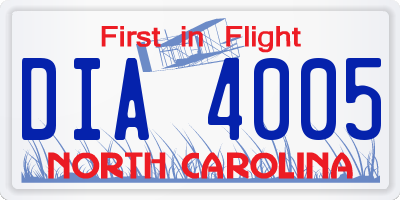 NC license plate DIA4005