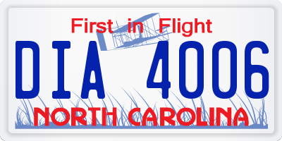 NC license plate DIA4006