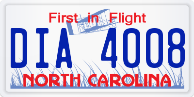 NC license plate DIA4008