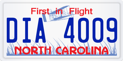 NC license plate DIA4009