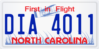 NC license plate DIA4011