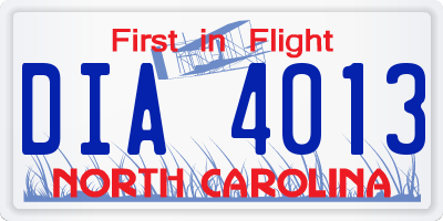 NC license plate DIA4013