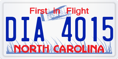 NC license plate DIA4015