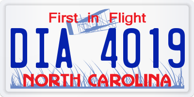 NC license plate DIA4019