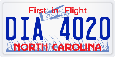NC license plate DIA4020